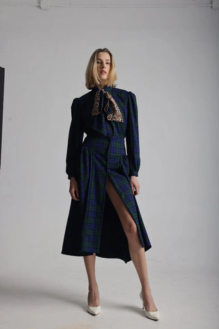 Lele de Baltzac Zoe Navy Tartan Blouse