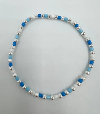 Sterling Silver & Glass Bracelet in Mellow Blue