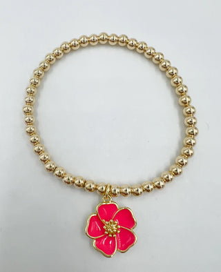 14kt Gold Filled Pink Hibiscus Bracelet