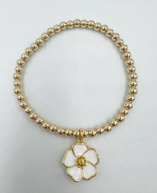 14kt Gold Filled Cream Hibiscus Bracelet