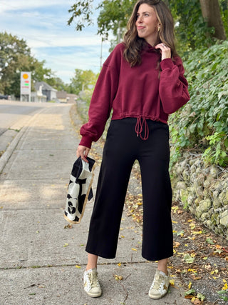 Pistache Ponte Pull-On Wide Crop Trouser