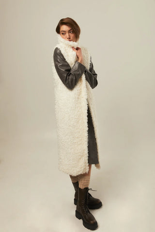 Hilary MacMillan Shearling Vest in White