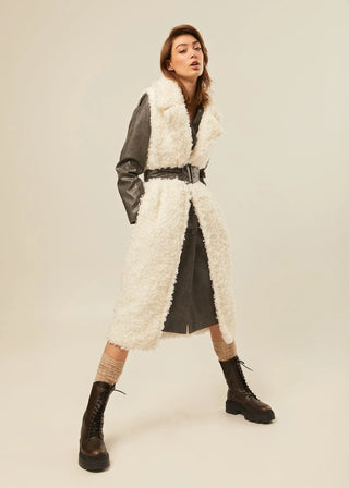 Hilary MacMillan Shearling Vest in White