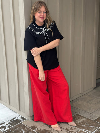 Eliza Faulkner Romy Red Linen Pant