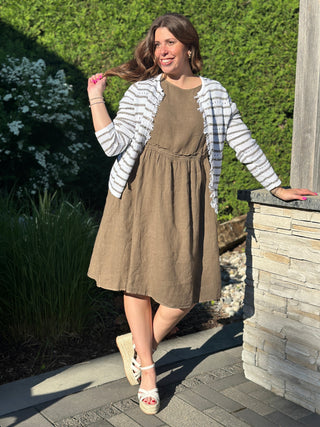 Pistache Linen Cinch Dress