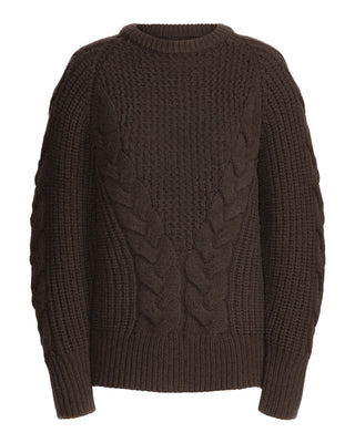 Hilary MacMillan Brown Cable Knit Sweater