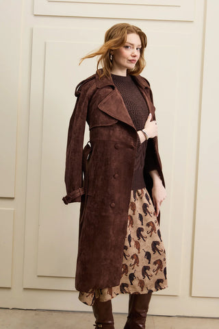 Hilary MacMillan Brown Suede Trench