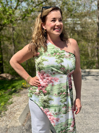 EXCLUSIVE Hilary MacMillan X TD Scottish Toile One Shoulder Top