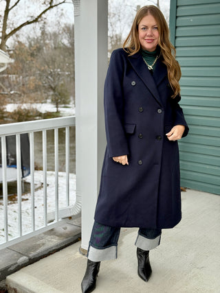 Hilary MacMillan Navy Peacoat with Scarf