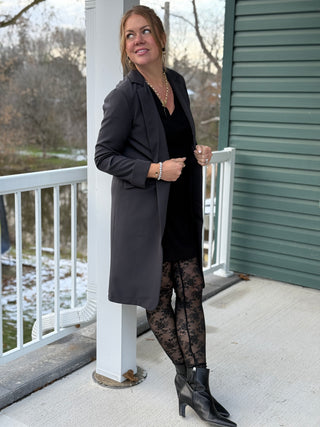 Pistache Long Line Charcoal Blazer