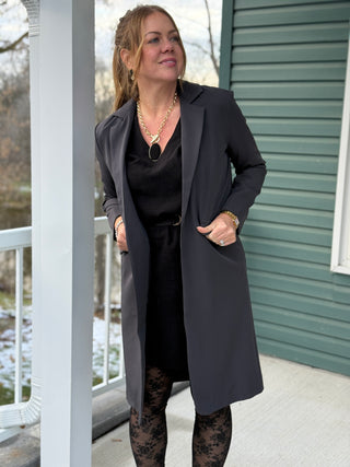 Pistache Long Line Charcoal Blazer