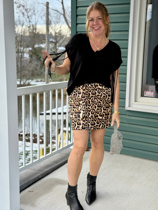 Brunette the Label Evie Leopard Slip Skirt