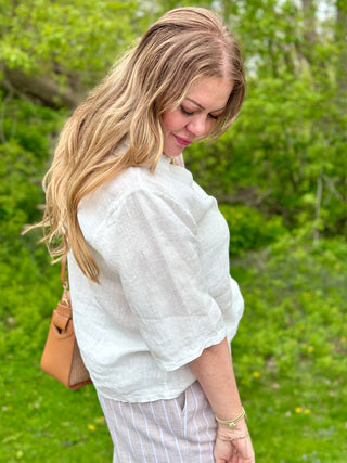 Pistache Linen Pull Over Blouse