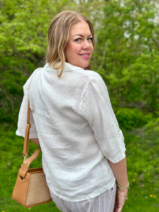 Pistache Linen Pull Over Blouse