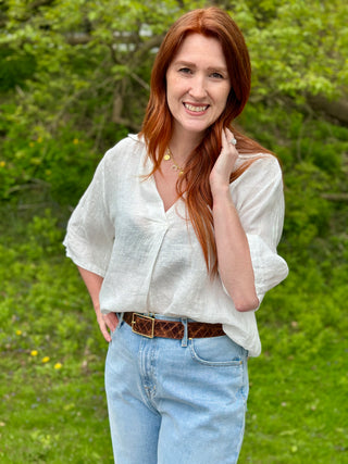 Pistache Linen Pull Over Blouse
