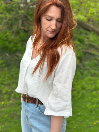 Pistache Linen Pull Over Blouse