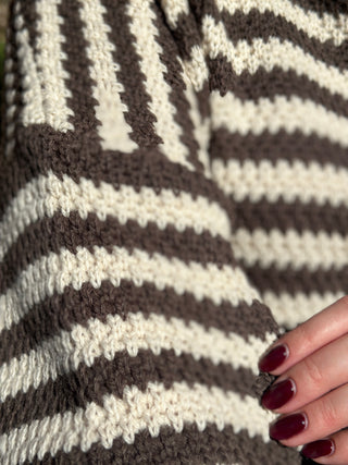 Pistache Striped Cowl Sweater