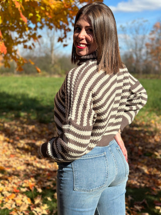 Pistache Striped Cowl Sweater