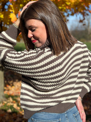 Pistache Striped Cowl Sweater