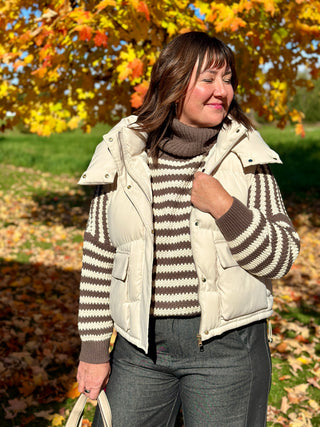 Pistache Striped Cowl Sweater