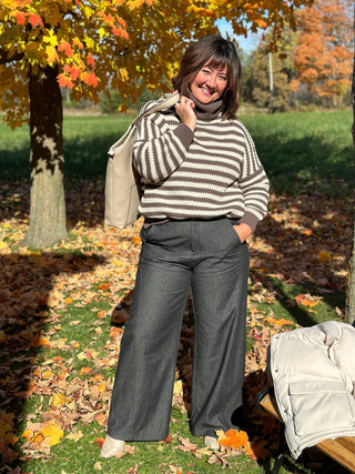 Pistache Striped Cowl Sweater