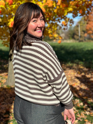 Pistache Striped Cowl Sweater