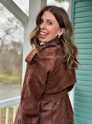 Hilary MacMillan Brown Suede Trench