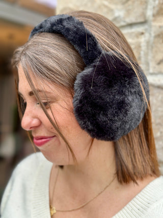 Lyla + Luxe Fuzzy Black Earmuffs