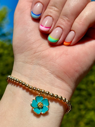 14kt Gold Filled Blue Hibiscus Bracelet