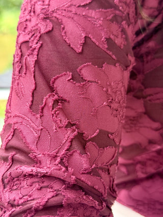 Splendid Cecelia Floral Long Sleeve Tee in Merlot