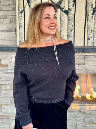 Lyla + Luxe Olivia Sparkle Off Shoulder Sweater