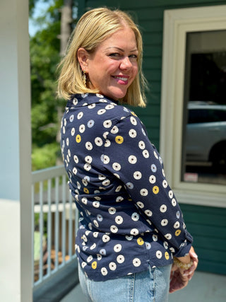 White Stuff Annie Jersey Shirt in Navy Print