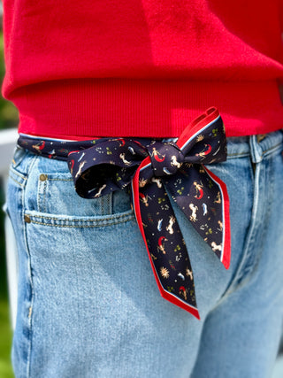 Palm Palm Twilly Slim Silk Scarf in Dee