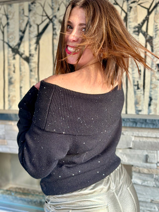 Lyla + Luxe Olivia Sparkle Off Shoulder Sweater