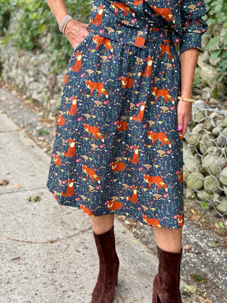 Poplin & Co. Forest Fox Midi Skirt