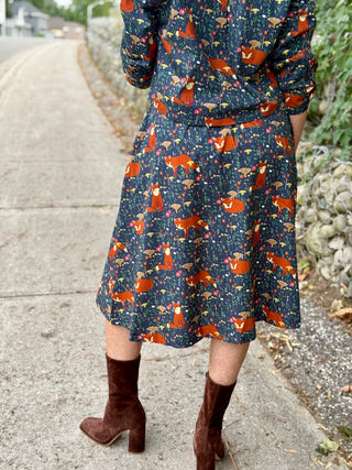 Poplin & Co. Forest Fox Midi Skirt