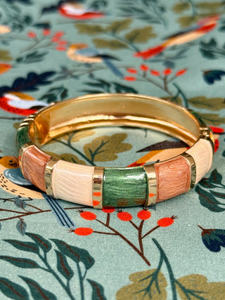 Green & Earthy Mix Enamel Hinged Cuff