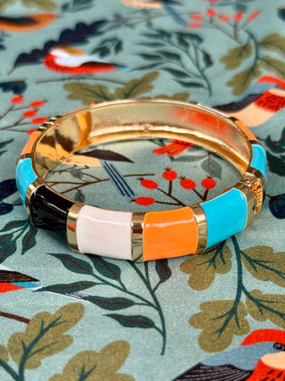 Orange Mix Enamel Hinged Cuff