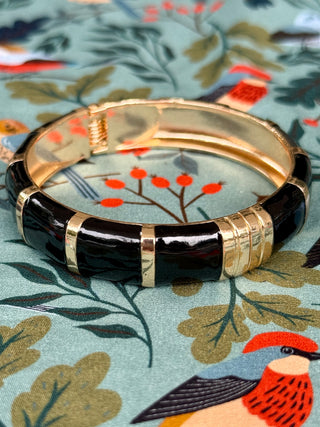 Black Enamel Hinged Cuff