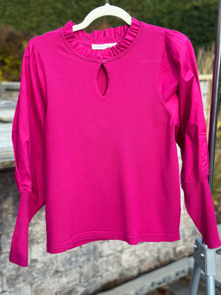 Sheryl Mixed Media Fuschia Sweater