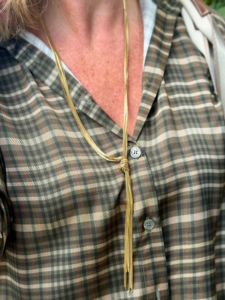 Hoopla Style Gold Chain Tie Necklace