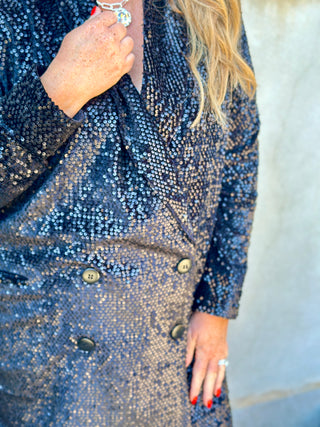 Hilary MacMillan Matte Sequin Blazer Dress