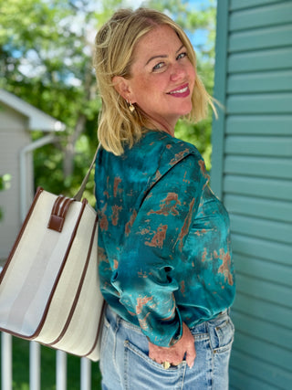 Beddome Long Sleeve Spilt V-Neck Blouse