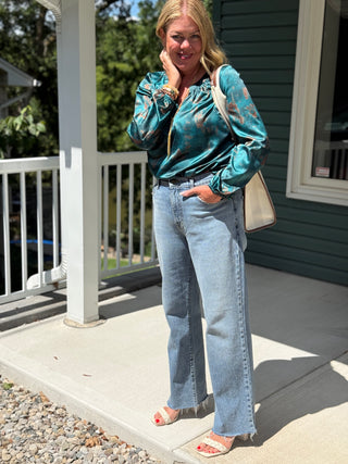 Beddome Long Sleeve Spilt V-Neck Blouse