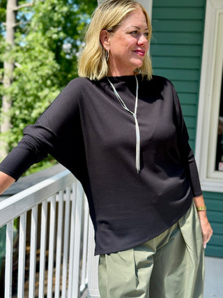 Beddome Ribbed Asymmetrical Boatneck