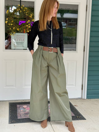 Astrid Lena Army Green Trouser