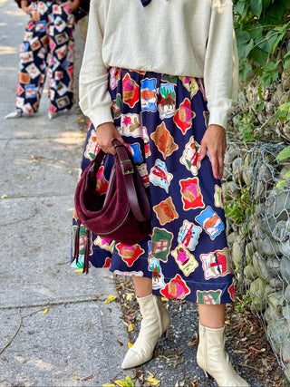 FRNCH Borth Passport Stamps Skirt