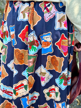 FRNCH Borth Passport Stamps Skirt