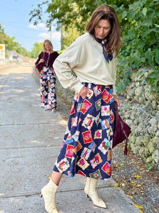 FRNCH Borth Passport Stamps Skirt