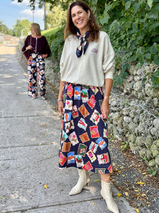 FRNCH Borth Passport Stamps Skirt